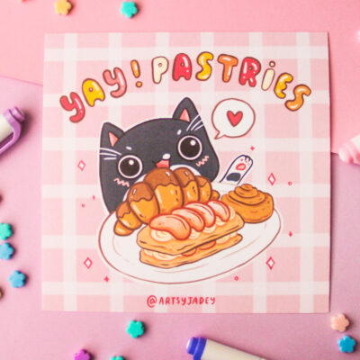 cat pastries art print