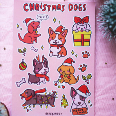 Christmas Dogs Sticker Sheet